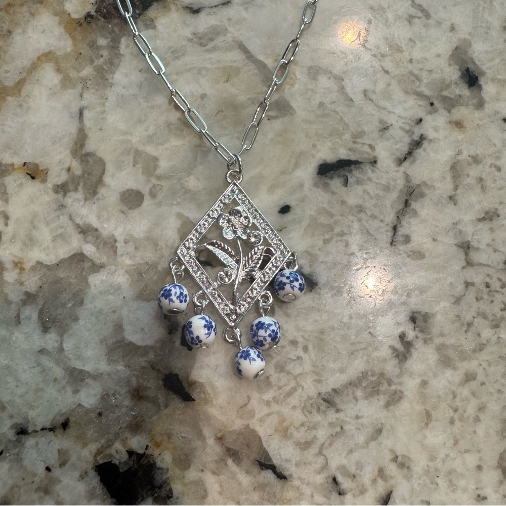 Silver and Blue white Jewelry Set Greece vacation new Francesca’s and forever 21 - Picture 4 of 8